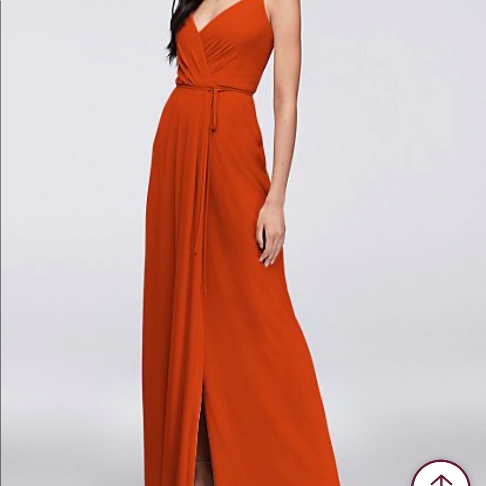 DOUBLE-STRAP LONG GEORGETTE BRIDESMAID WRAP DRESS